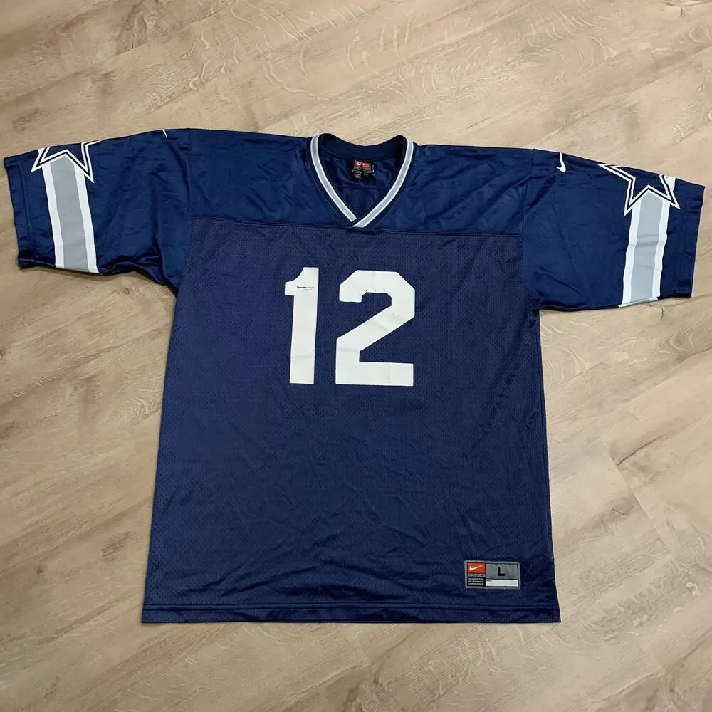 Vintage Y2K Nike Team Dallas Cowboys #12 Jesta Jersey Men's Large L Navy Blue
